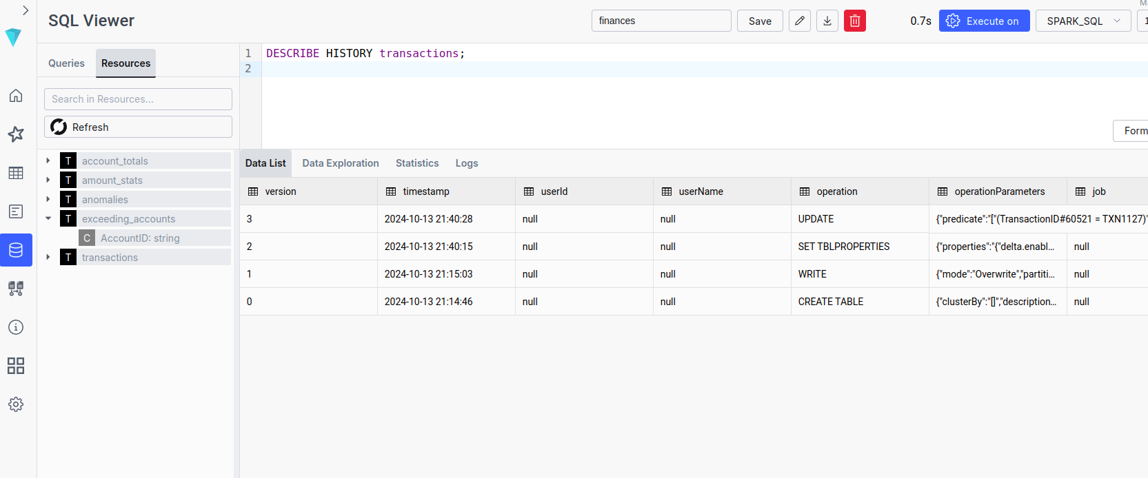 ilum sql results