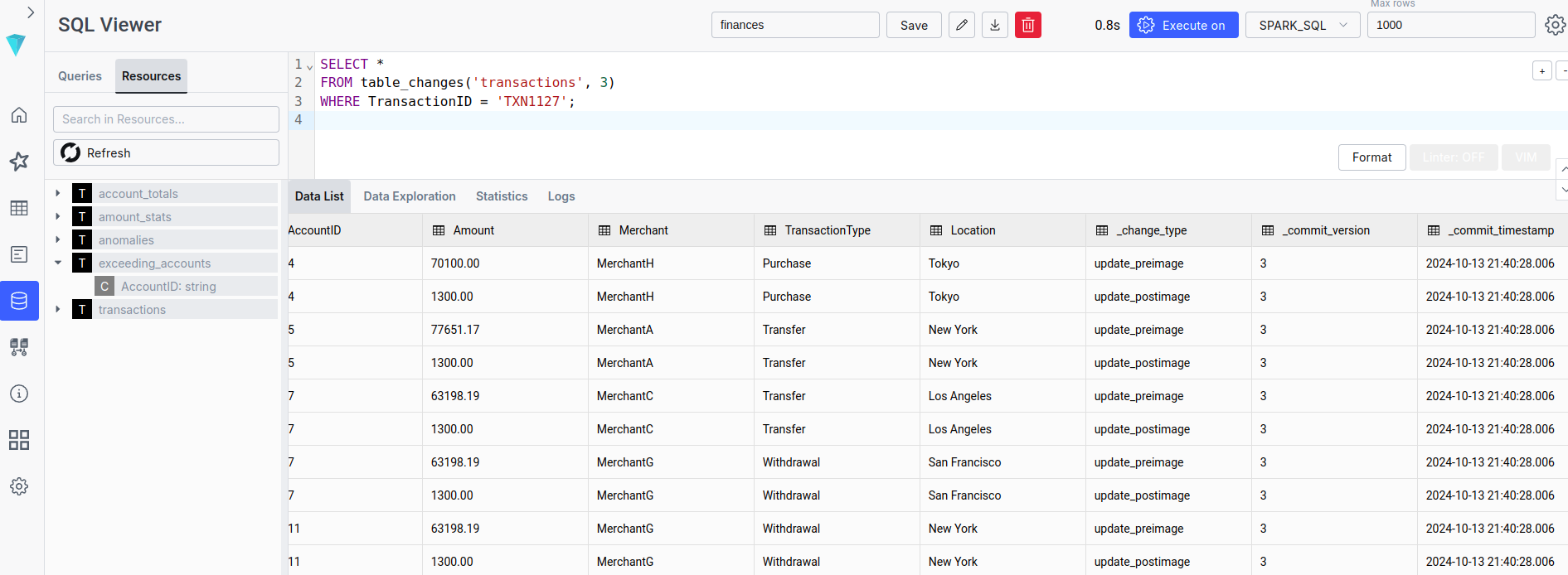 ilum sql results